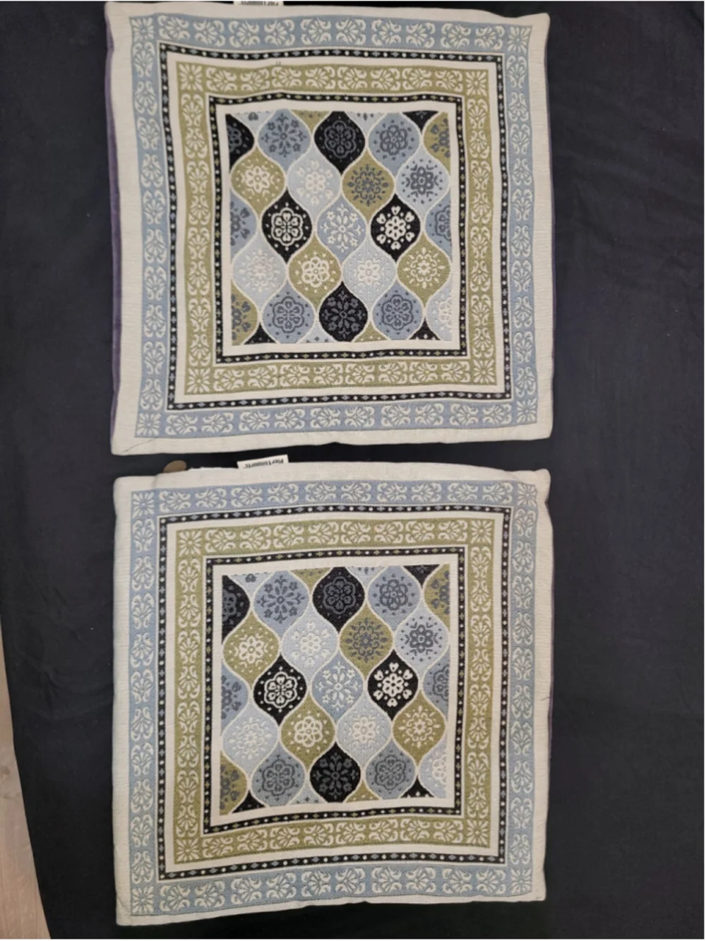 Pier 1 18x18 Throw Pillow Covers Set of 2 Blue Green Medallion Velvet Back